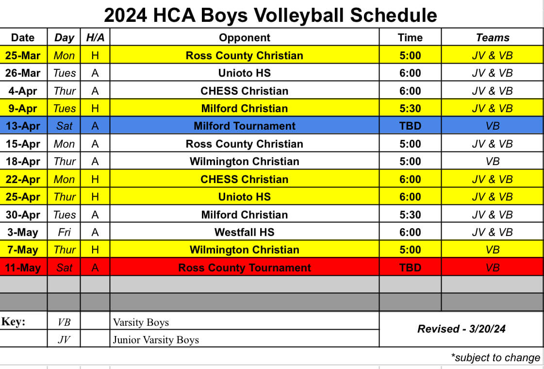 Athletics Schedules Hillsboro Christian Academy